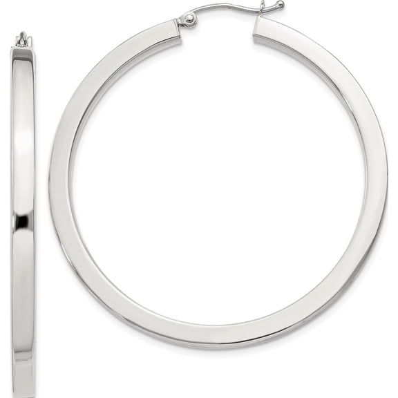 Jewelry by Sweet Pea Sterling Silver 3x45mm Square Tube Hoop Earrings
