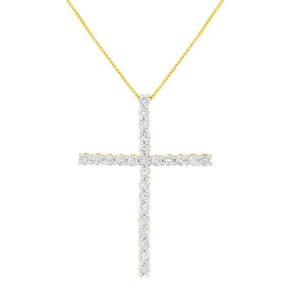 Sterling Silver 3ct TDW Diamond Cross Pendant Necklace (J-K, I2-I3)