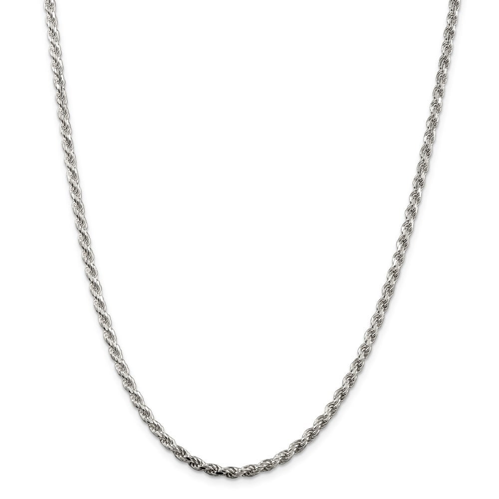 Sterling Silver 3mm D-Cut Rope Chain Necklace - 14.6 Grams - 16 Inch ...