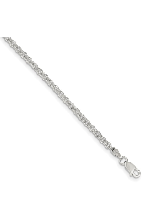 Sterling Silver 3mm Double Link Charm Bracelet