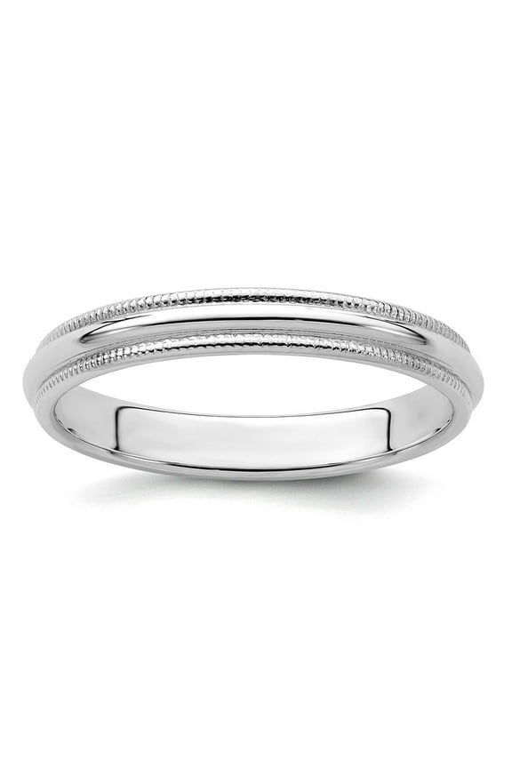 925 Sterling Silver Polished 3mm Half Round Milgrain Size 10 Band Ring Ring for Women and Men