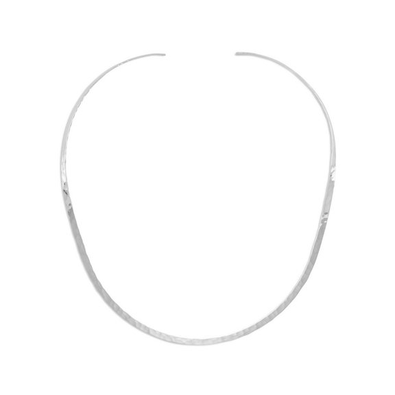 Sterling Silver 3mm Hammered Open Back Collar Necklace