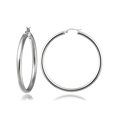 thumbnail image 1 of Sterling Silver 3mm High Polished Round Hoop Earrings, 40mm, 1 of 1