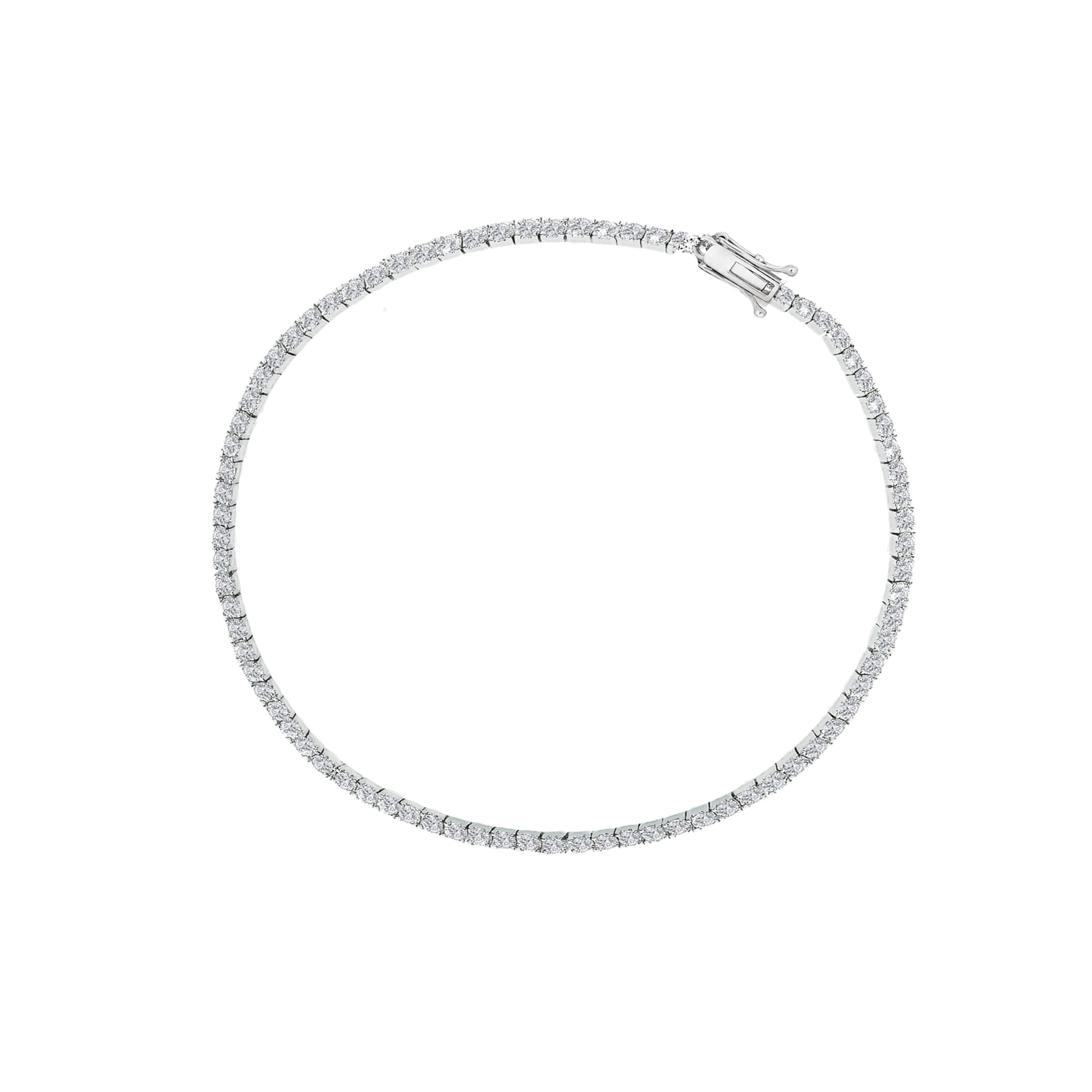 Ritastephens Tennis Foot Chain White, Cubic Zirconia Anklet, Sterling Silver, 10 inches long