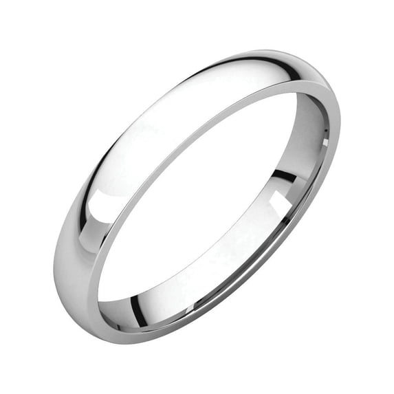 Sterling Silver 3mm Polished Light Comfort Fit Band Ring - 2.2 Grams - Size 6