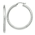 thumbnail image 1 of Sterling Silver 3mm Polished/Satin Diamond-cut Hoop Earrings Sterling Silver Earrings, 1 of 1
