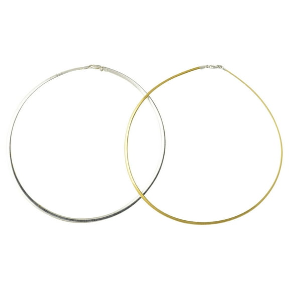 Sterling Silver 3mm Reversible Two Tone Omega Necklace Italian Italy Solid .925 Jewelry