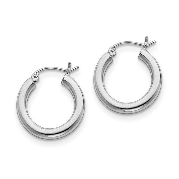 Sterling Silver 3mm Round Hoop Earrings - 1.8 Grams - Measures 21x20mm Wide