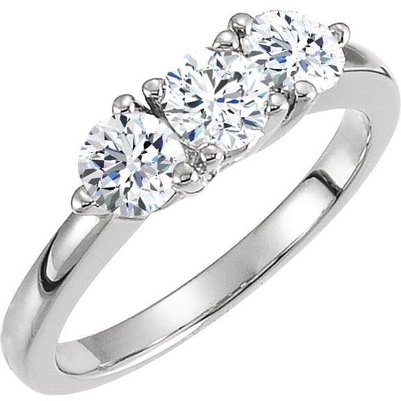 Sterling Silver 3mm Round Shape 3 Three-Stone Bridal Wedding Engagement Anniversary Eternity Band Ring Fine Jewelry For Women Gifts For Her (Mounting Only, Not All Stones Included), Size 7