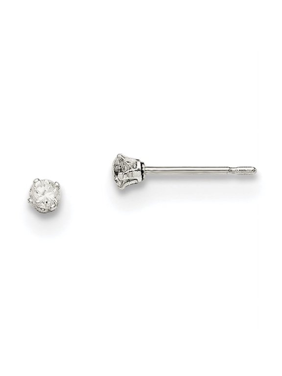 Sterling Silver 3mm Round Snap Set CZ Stud Earrings Sterling Silver Earrings