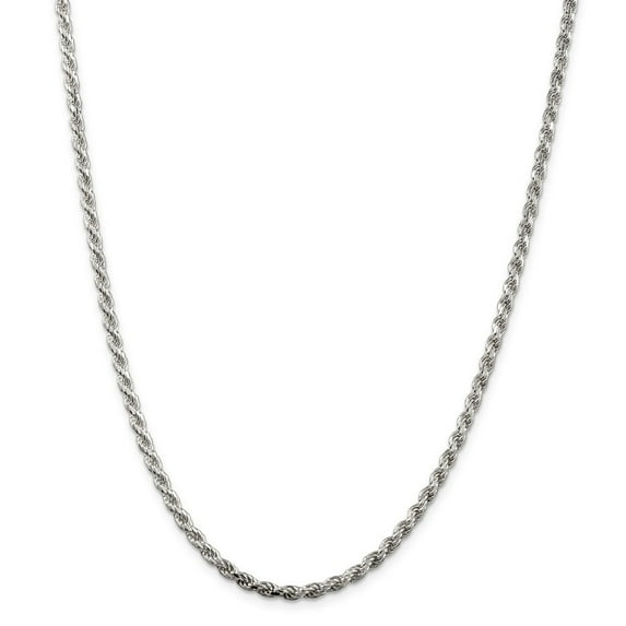 Sterling Silver 3mm Sparkle-Cut Rope Chain Bracelet - 7.5 Grams - 8 Inch - Lobster Claw