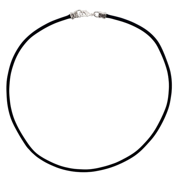 Sterling Silver 3mm Thick Black Leather Cord Necklace