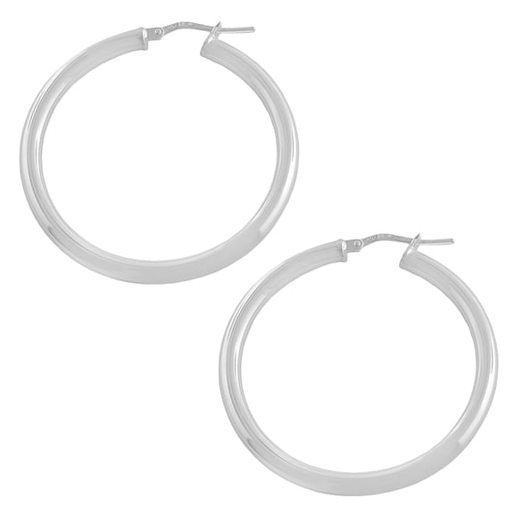 KoolJewelry Sterling Silver 3x30mm Round High Polish Hoop Earrings