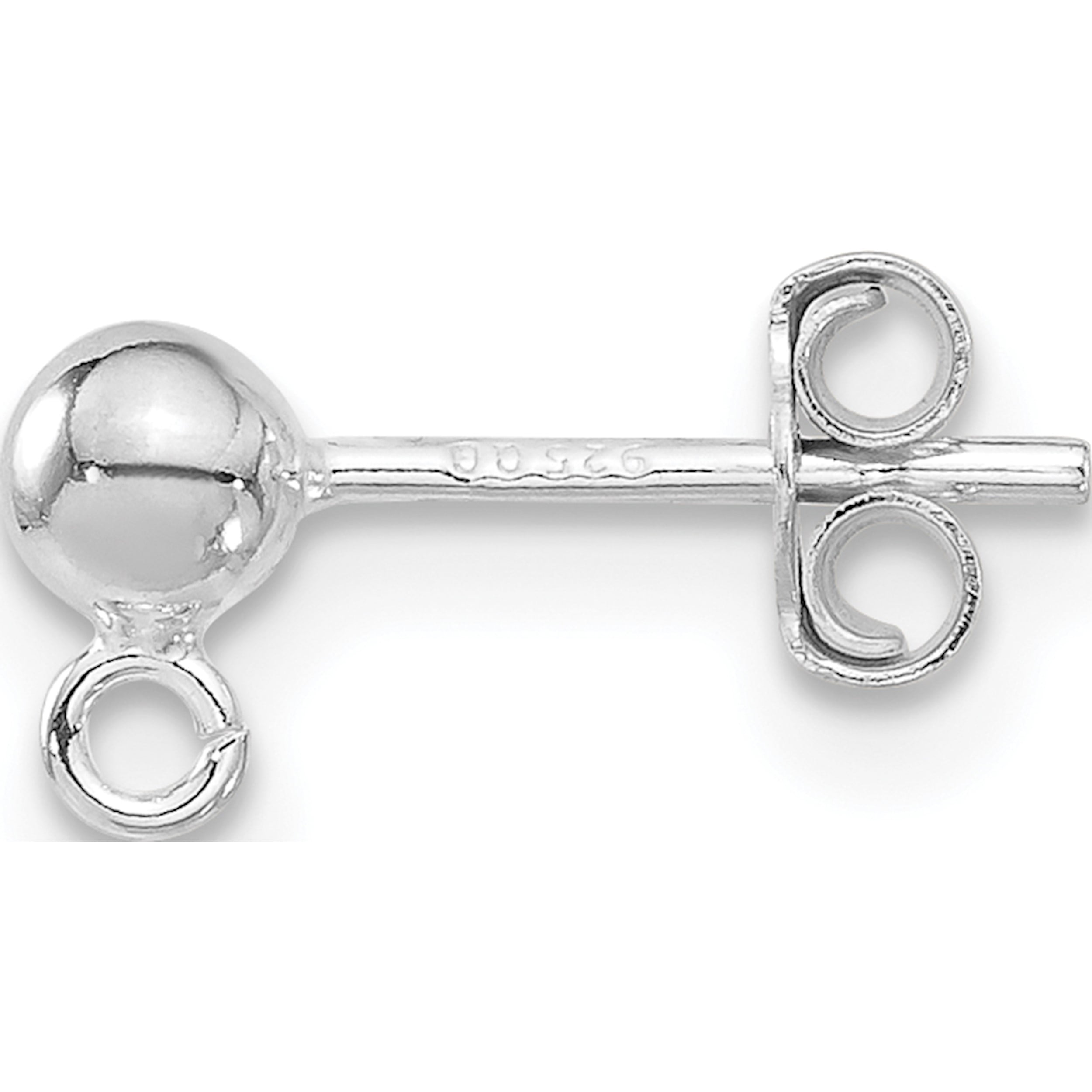 Sterling Silver 4.0Mm Ball Post With Ring Earring And Back (Width 4.03) (Length 13.3) - Jbsp