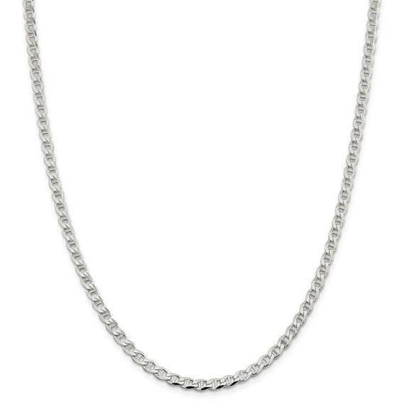 Sterling Silver 4.15mm Flat Anchor Chain Necklace - 12.3 Grams - 20 Inch