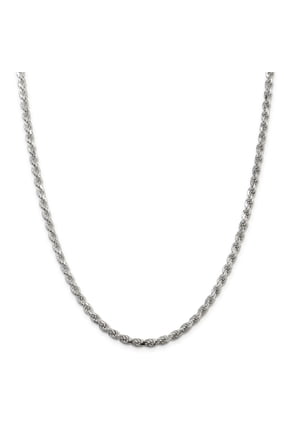 Sterling Silver 4.25mm Diamond-cut Rope Chain (Weight: 39.71 Grams, Length: 26 Inches)