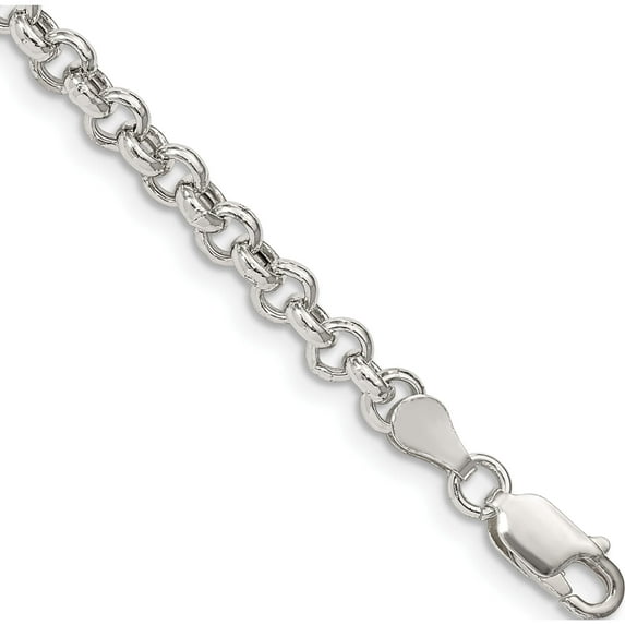 Sterling Silver 4.25mm Semi-Solid Rolo Chain (7 X 4.25) Made In Italy qfc106-7