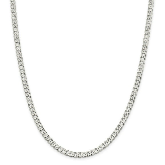 Sterling Silver 4.5mm Beveled Curb Chain Necklace - 14.8 Grams - 16 Inch - Lobster Claw