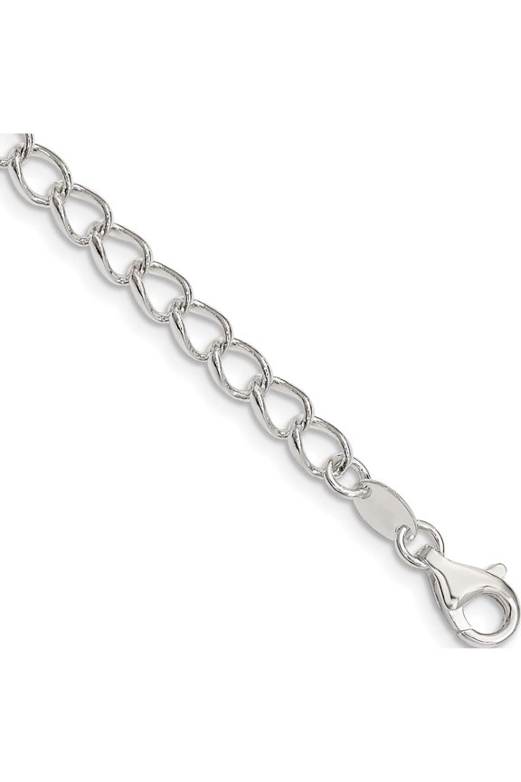 Sterling Silver 4.5mm Half Round Wire Open Curb Chain (7 X 4.5) Made In Italy qpe58-7