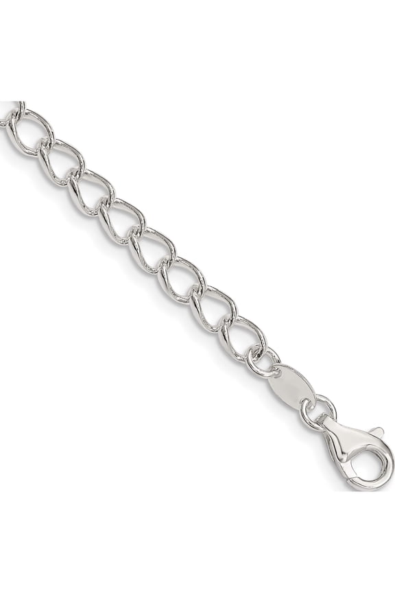 Sterling Silver 4.5mm Half round Wire Open Curb Chain