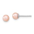 thumbnail image 1 of Sterling Silver 4-5mm Pink Freshwater Cultured Round Pearl Stud Earrings, 1 of 3
