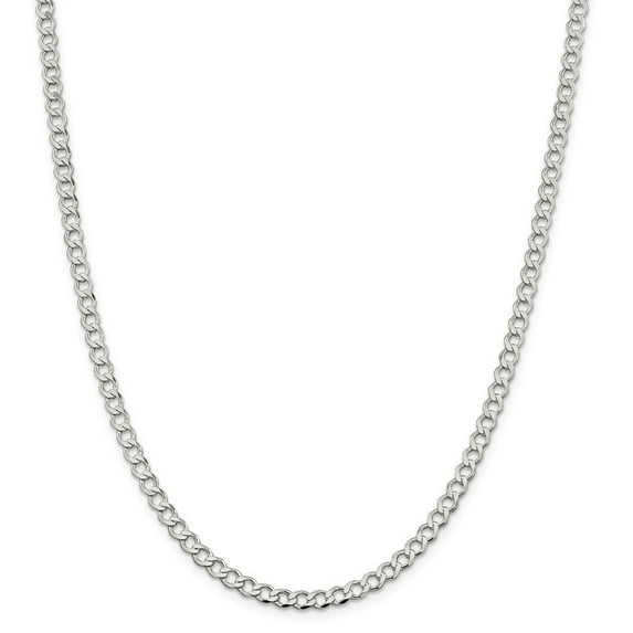 Sterling Silver 4.5mm Polished Flat Curb Chain Necklace - 9.5 Grams - 18 Inch