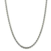 Sterling Silver 4.5mm Solid Rope Chain Necklace - 30.7 Grams - 22 Inch