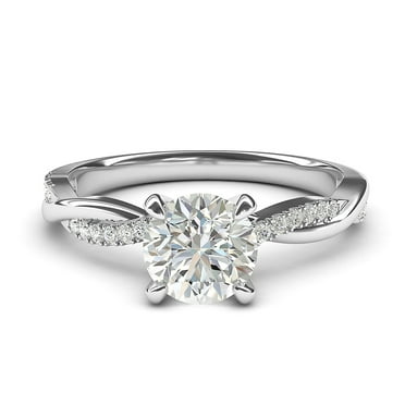 Sterling Silver 4-Prong Petite Twisted Vine 1.0 CT Genuine Moissanite Engagement Ring Promise Bridal Ring (4)