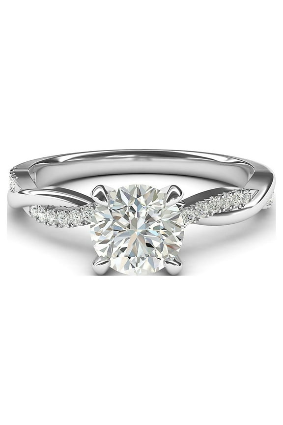Sterling Silver 4-Prong Petite Twisted Vine 1.0 CT Genuine Moissanite Engagement Ring Promise Bridal Ring (6.5)