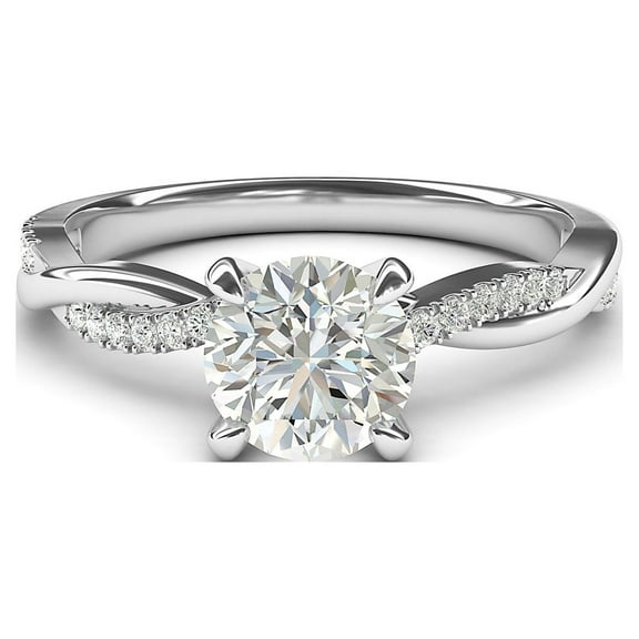 Sterling Silver 4-Prong Petite Twisted Vine 1.0 CT Genuine Moissanite Engagement Ring Promise Bridal Ring (6.5)