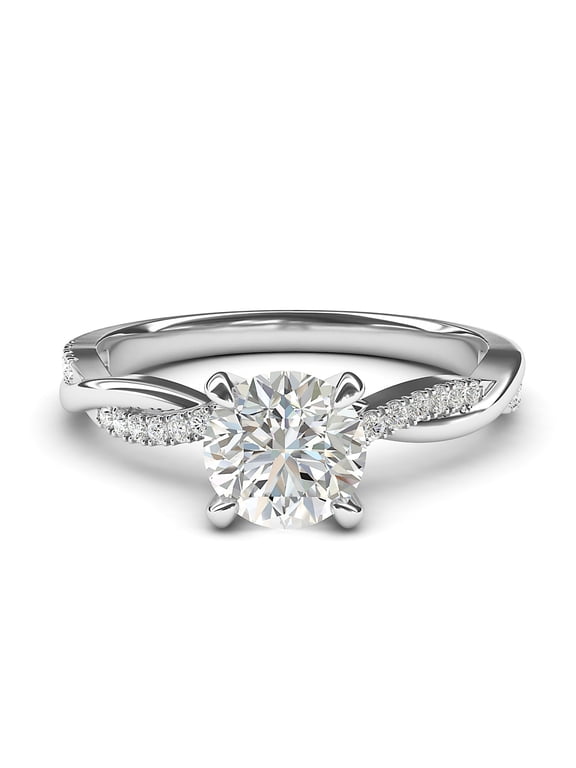 Sterling Silver 4-Prong Petite Twisted Vine 1.0 CT Genuine Moissanite Engagement Ring Promise Bridal Ring (9.5)