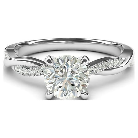 Sterling Silver 4-Prong Petite Twisted Vine Simulated 1.0 CT Diamond Engagement Ring Promise Bridal Ring (4)