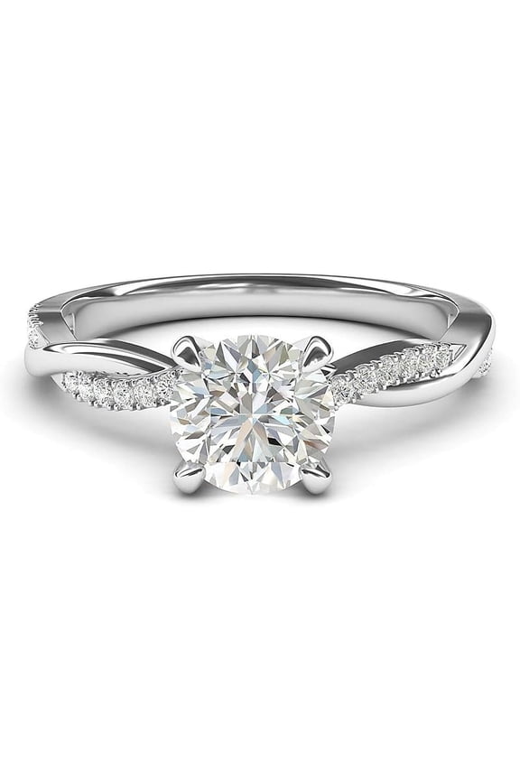 Sterling Silver 4-Prong Petite Twisted Vine Simulated 1.0 CT Diamond Or Moissanite Engagement Ring Promise Bridal Ring