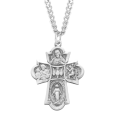 thumbnail image 1 of Sterling Silver 4-Way Medal with 24" Rhodium Plated Stainless Steel Chain, Miraculous, Scapular, Saint Christopher & Saint Joseph Medals, Gift Box Included, 1 of 4