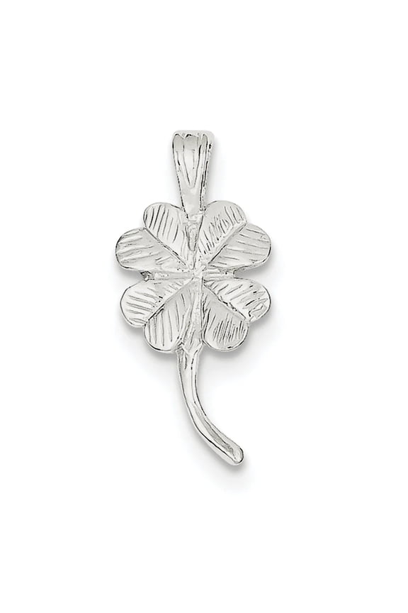 925 Sterling Silver Solid Textured Polished 4-Leaf Clover Charm 24x11mm Wide Pendant Necklace for Women