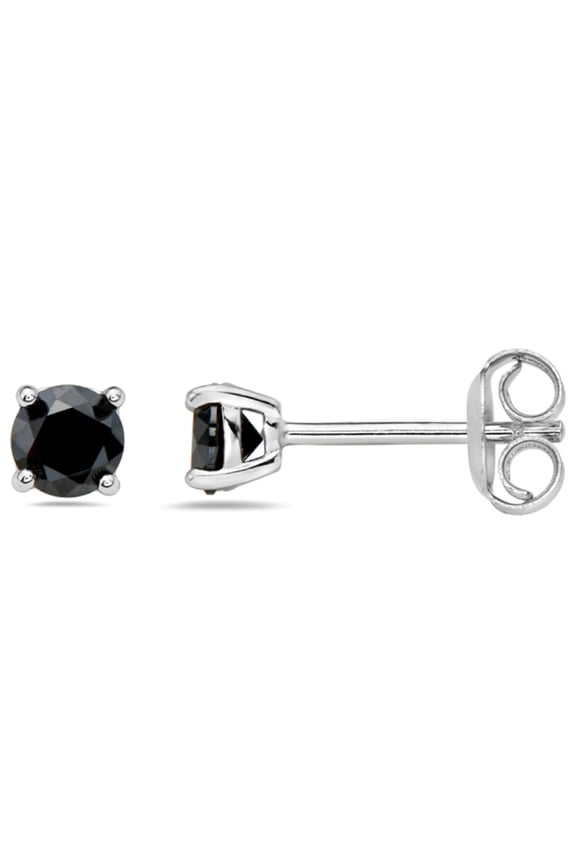 Sterling Silver 4 mm Round Black CZ Stud Earring