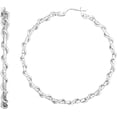 thumbnail image 1 of Sterling Silver 45mm Wire Twist Diamond Cut Hoop Earring with Hinged Closure. This item is Rhodium Plated., 1 of 3