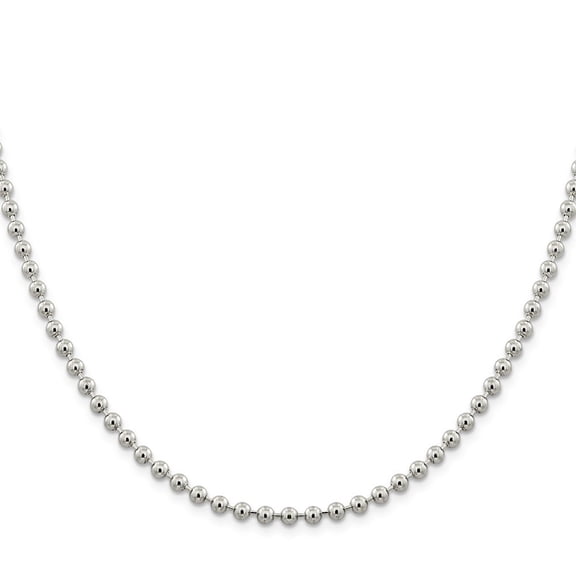 Sterling Silver 4mm Beaded Necklace - 19.7 Grams - 18 Inch - Lobster Claw