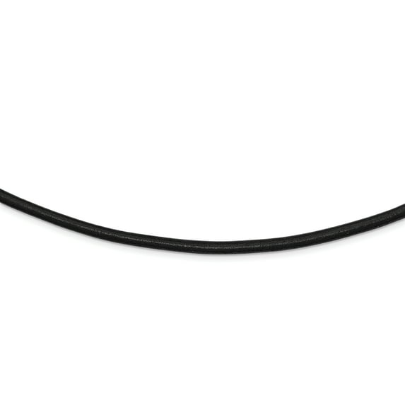 Sterling Silver 4mm Black Leather Necklace