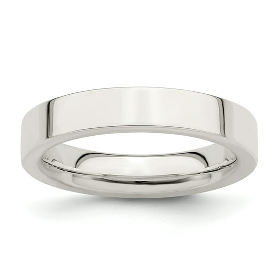 Sterling Silver 4mm Comfort Fit Flat Band - White