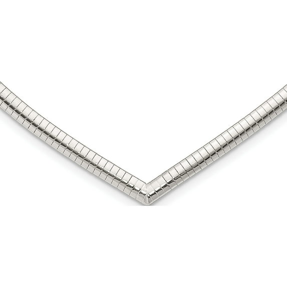 Sterling Silver 4mm Cubetto V-Shaped Necklace (17 X 4) Made In Italy quf41-17