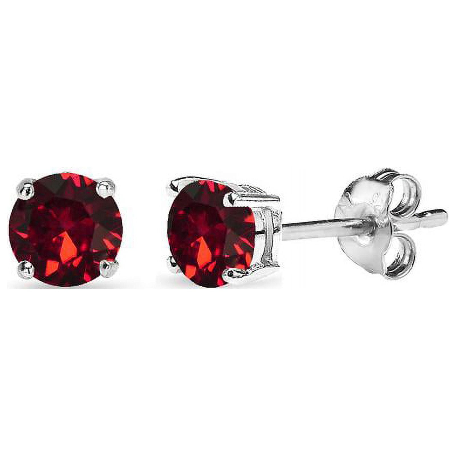 Gold plated button earrings red Swarovski crystal romantic - Ruby Lane