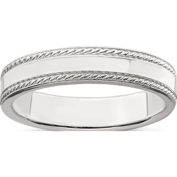 Jewelry by Sweet Pea Sterling Silver 4mm Flat with Rope Edge Size 9 Band