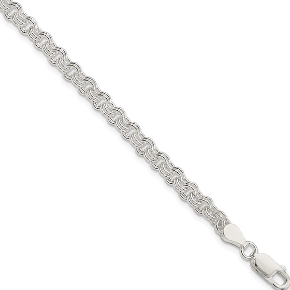 Sterling Silver 4mm Double Link Charm Bracelet (7 X 4) Made In Italy qg2201-7