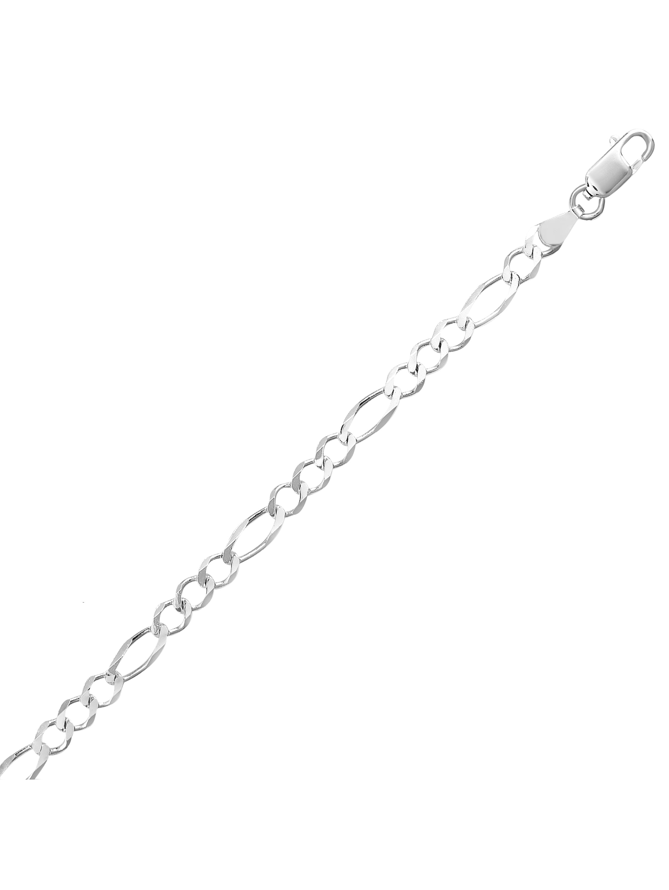 Sterling Silver 4mm Figaro 3+1 Italian Chain Necklace, 24"