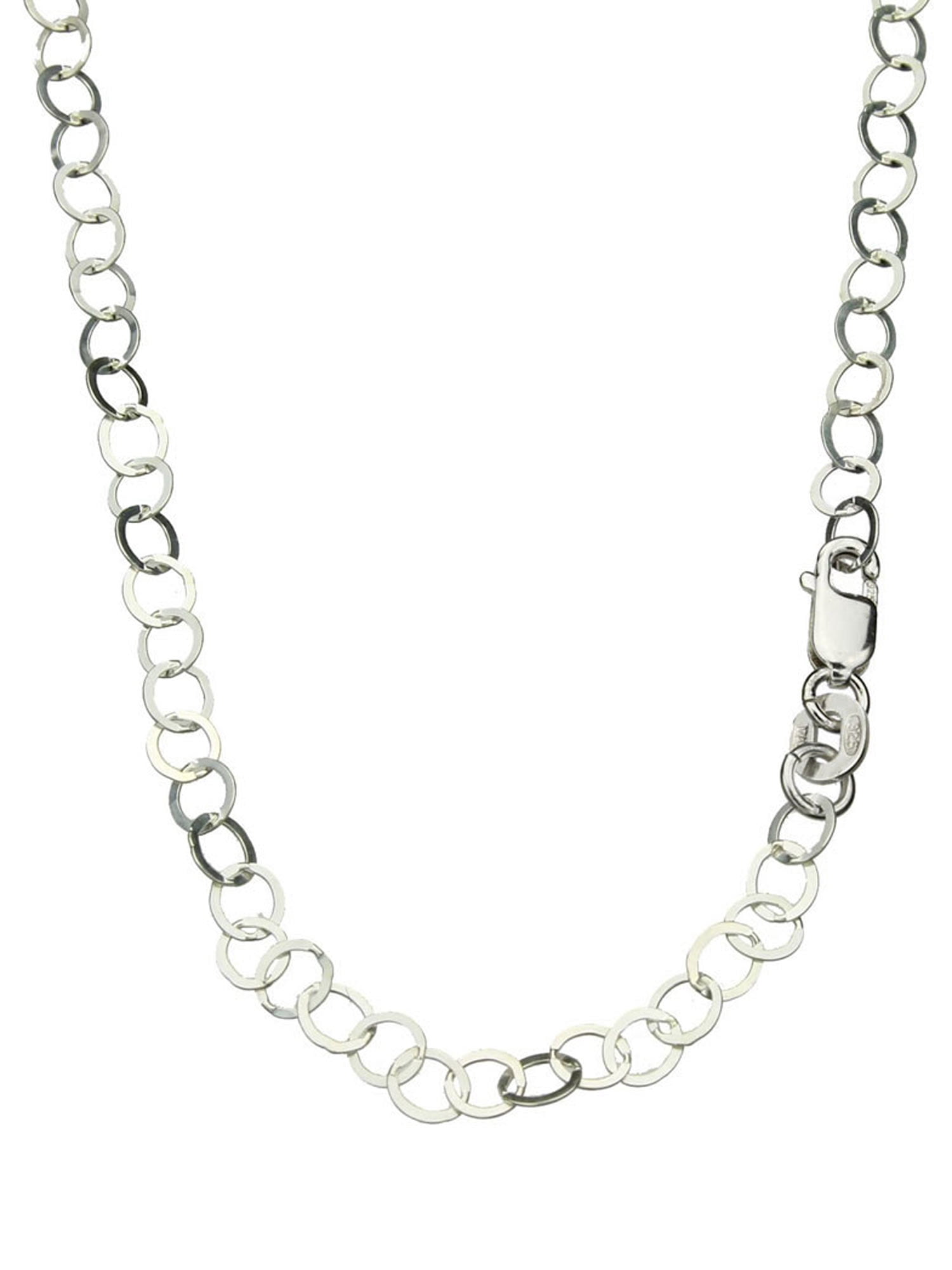 Sterling Silver 4mm Flat Round Link Circle Nickel Free Chain 