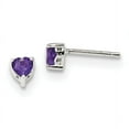 thumbnail image 1 of Sterling Silver Rhodium-plated 4mm Heart Amethyst Post Earrings, 1 of 2