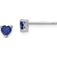 thumbnail image 1 of Sterling Silver 4mm Heart Created Sapphire Post Earrings (4.5 X 4.5) Made In China qbe27sep, 1 of 5
