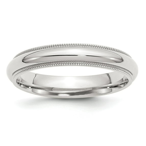 Sterling Silver 4mm Milgrain Comfort Fit Band - Size 10