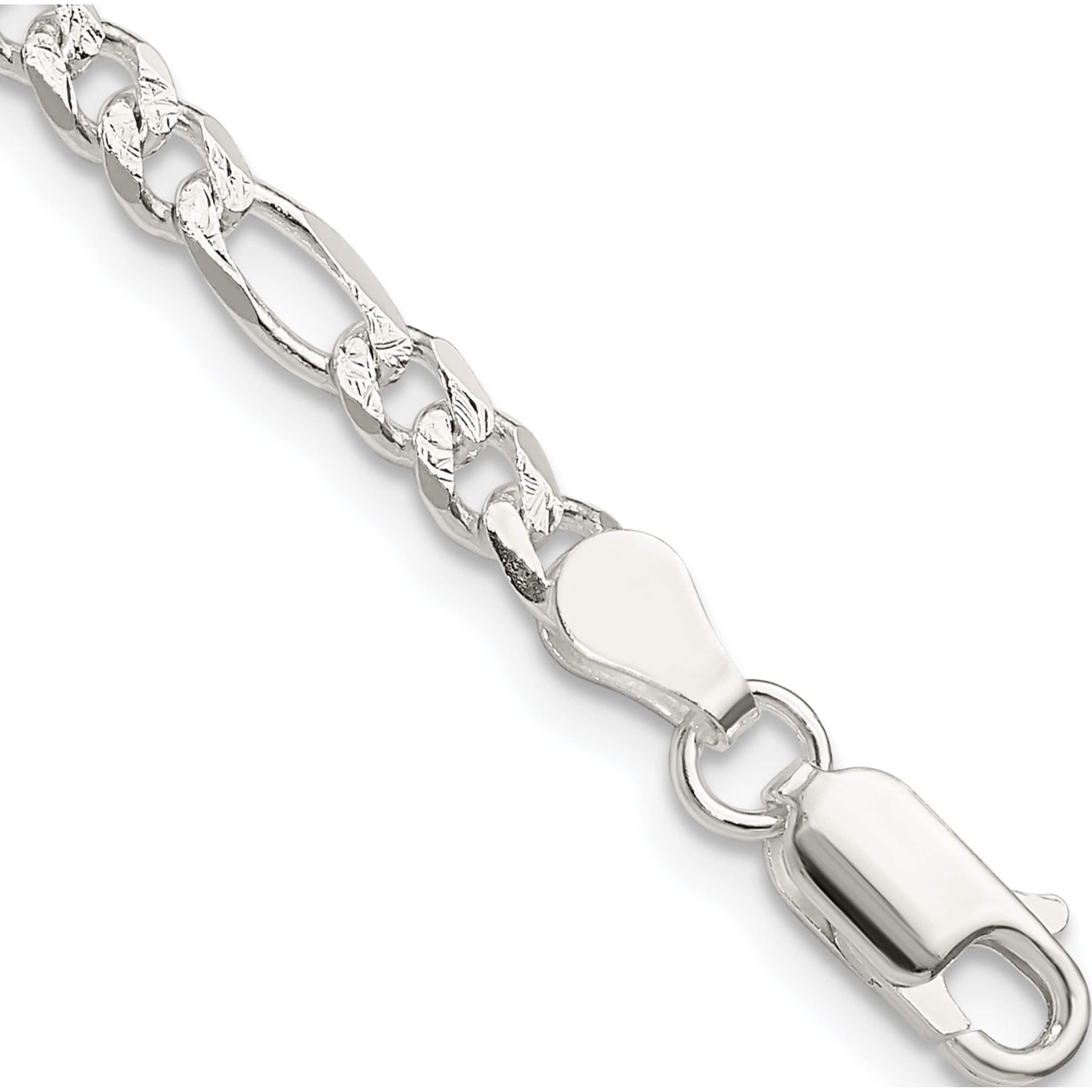 cocomaro⭐︎ Sterling Silver 4mm Pave Flat Figaro Chain (7 X 4) Made In